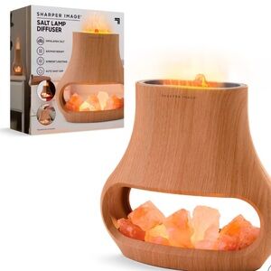 Sharper Image Salt Lamp Diffuser with Natural Wood and Himalayan salt -